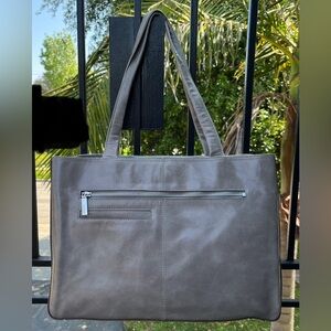 HOBO stone color leather shoulder tote bag multiple compartments NWT few flaws